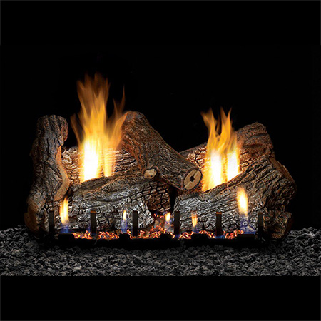 24" Super Sassafras Refractory Logs, 24" Slope Glaze Vent Free Burner with Remote  (Millivolt Pilot) - Empire Comfort Systems