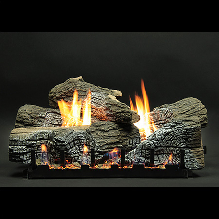 24" Stacked Wildwood Refractory Logs, 24" Slope Glaze Vent Free Burner, Remote  (Electronic Ignition) - Empire Comfort Systems