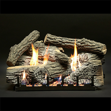 24" Stacked Wildwood Refractory Logs, 24" Slope Glaze Vent Free Burner, Remote  (Electronic Ignition) - Empire Comfort Systems