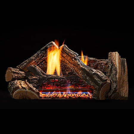 24" Dynamo Burncrete Hybrid Logs, 24" Glow Getter Vent Free Burner (Millivolt/Pilot) - Monessen