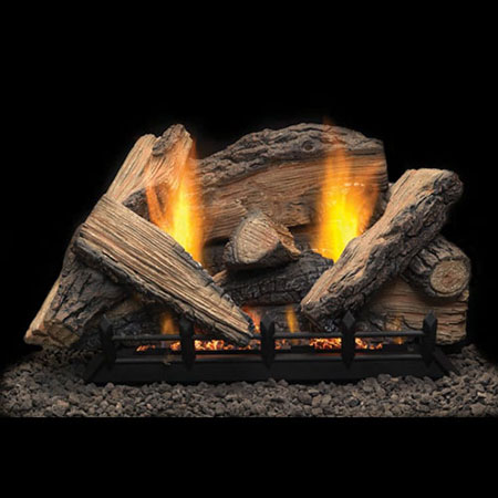 24" Stoney Creek Refractory Logs with 24" Natural Blaze Vent Free Burner (Millivolt/Pilot) - Monessen