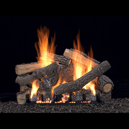 18" Ponderosa Refractory Logs, 18" Slope Glaze Vent Free Burner with Remote  (Millivolt Pilot) - Empire Comfort Systems